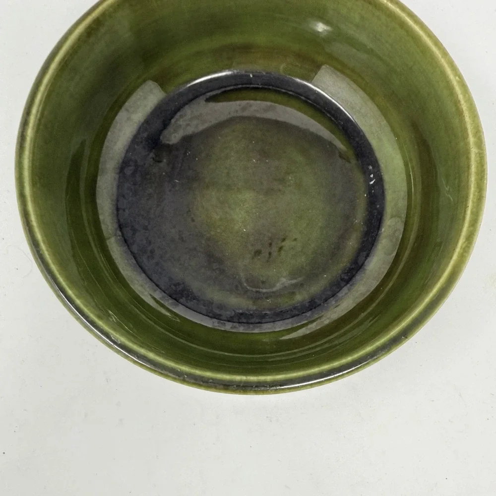 Vintage Wade Of California Pottery Green Drip Glaze‎ Apple Covered Lid Dish #202